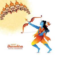 illustration av herre rama dödande ravana i Lycklig Dussehra festival kort bakgrund vektor