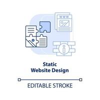 Statisches Website-Design hellblaues Konzeptsymbol. Webdesign Typ abstrakte Idee dünne Linie Illustration. feste Inhalte. isolierte Umrisszeichnung. editierbarer Strich. vektor