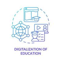 Symbol für das blaue Farbverlaufskonzept der Digitalisierung der Bildung. aufstrebende Fähigkeit in der Entwicklung abstrakte Idee dünne Linie Illustration. Digitalisierungsprozess. isolierte Umrisszeichnung. vektor