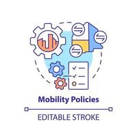 Symbol für das Konzept der Mobilitätspolitik. Annahme von Diensten. maas einführungskomponente abstrakte idee dünne linie illustration. isolierte Umrisszeichnung. editierbarer Strich. vektor