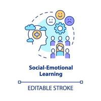 social emotionell inlärning begrepp ikon. byggnad relation. trend i utbildning abstrakt aning tunn linje illustration. isolerat översikt teckning. redigerbar stroke. vektor