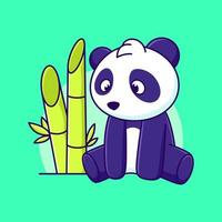 söt panda Sammanträde vektor illustration. tecknad serie panda med bambu