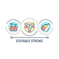 jordbruk slinga begrepp ikon. växande växter tillsammans. skörda säsong. plantering grönsaker abstrakt aning tunn linje illustration. isolerat översikt teckning. redigerbar stroke. vektor