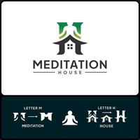 Meditationshaus-Logo-Vektor. buchstabe h und buchstabe m logo vektor