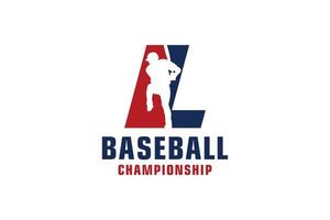 bokstaven l med baseball-logotypdesign. vektor designmallelement för sportlag eller företagsidentitet.