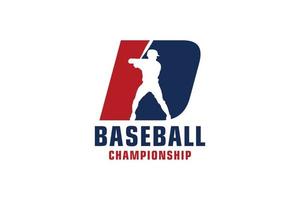 bokstaven d med baseball logotyp design. vektor designmallelement för sportlag eller företagsidentitet.