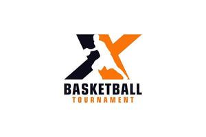 bokstaven x med basketlogotypdesign. vektor designmall element för sport team eller företagsidentitet.