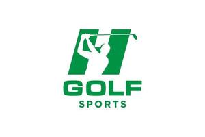 alfabetet bokstav ikon logotyp h för golf logo design vektor mall, vektor etikett för golf, logotyp för golfmästerskap, illustration, kreativ ikon, designkoncept