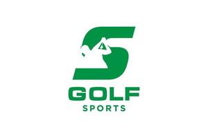 Alphabet-Buchstaben-Symbol-Logo s für Golf-Logo-Design-Vektorvorlage, Vektoretikett des Golfsports, Logo der Golfmeisterschaft, Illustration, kreative Ikone, Designkonzept vektor