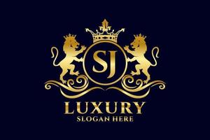 Initial sj Letter Lion Royal Luxury Logo Vorlage in Vektorgrafiken für luxuriöse Branding-Projekte und andere Vektorillustrationen. vektor