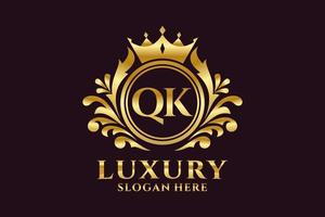 Royal Luxury Logo-Vorlage mit anfänglichem qk-Buchstaben in Vektorgrafiken für luxuriöse Branding-Projekte und andere Vektorillustrationen. vektor