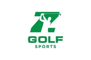 Alphabet-Buchstaben-Symbol-Logo z für Golf-Logo-Design-Vektorvorlage, Vektoretikett des Golfsports, Logo der Golfmeisterschaft, Illustration, kreatives Symbol, Designkonzept vektor