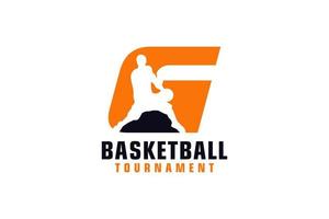 Buchstabe g mit Basketball-Logo-Design. Vektordesign-Vorlagenelemente für Sportteams oder Corporate Identity. vektor