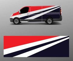 Fahrzeug-Aufkleber-Wrap-Design Cargo-Van-Vektor. grafische abstrakte wellenhintergrunddesigns für das branding von werbeunternehmen vektor