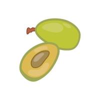 isoliert auf weißer, ganzer und halber Avocado-Vektor-Design-Illustration, halb geschnittener grüner Avocado-Stil. vektor