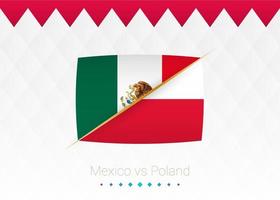 nationell fotboll team mexico mot polen. fotboll 2022 match mot ikon. vektor