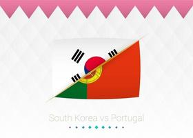 Fußballnationalmannschaft Südkorea gegen Portugal. Fußball 2022 Spiel gegen Symbol. vektor