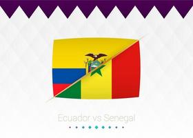 Fußballnationalmannschaft Ecuador gegen Senegal. Fußball 2022 Spiel gegen Symbol. vektor