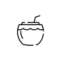 kokos dryck, juice prickad linje ikon vektor illustration logotyp mall. lämplig för många syften.