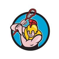 Gladiator-Lacrosse-Spieler-Stick-Kreis-Cartoon vektor