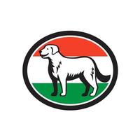 kuvasz hund ungarische flagge oval retro vektor
