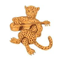 Jaguar spielt Gitarrenzeichnung vektor