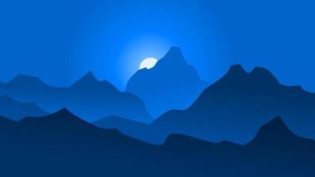 blå natt himmel berg landskap vektor