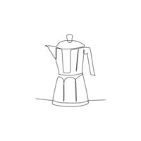 moka pot kaffeemaschine - einfache durchgehende einzeilige vektorillustration für lebensmittel- und getränkekonzept vektor