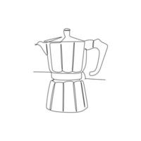 moka pot kaffeemaschine - kontinuierliche einzeilige zeichnung vektorillustration handgezeichnetes stildesign für lebensmittel- und getränkekonzept vektor