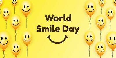 värld leende dag horisontell baner illustration med ballonger leende vektor