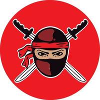 bricka, logotyp ninja, svärd krig, mördare, symbol. vektor