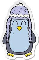 klistermärke av en tecknad serie pingvin bär hatt vektor