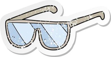 Retro-Distressed-Aufkleber einer Cartoon-Brille vektor