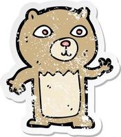 Retro-Distressed-Aufkleber eines Cartoon-Teddybären vektor