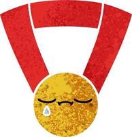 Cartoon-Goldmedaille im Retro-Illustrationsstil vektor