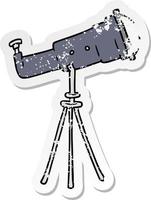 bedrövad klistermärke tecknad serie klotter av en stor teleskop vektor