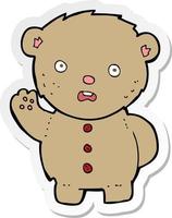 Aufkleber eines Cartoon unglücklichen Teddybären vektor
