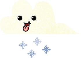 retro illustration stil tecknad snö moln vektor