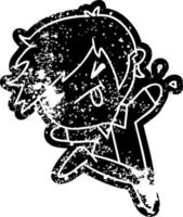grunge ikon av en söt kawaii pojke vektor