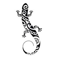 ödla eller gecko i maori polynesisk stil. tatuering skiss vektor