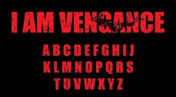 vigilante font. alfabet i grunge 90s stil. blodig röd brev. typografi för brottslighet, drama och filmer. vektor