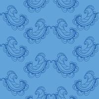 abstrakt paisley sömlös mönster, virvlar på en blå bakgrund vektor