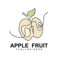 äpple logotyp design, frukt vektor med linje konst stil, frukt och trädgård ikon illustration mall frukt affär varumärke Produkter