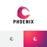 phoenix vogel legendäres tier feuer flamme kreatur abstraktes logo vektor