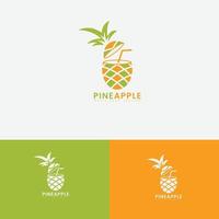 Ananas-Logo-Design mit einem Saftkonzept vektor