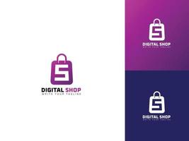 handla logotyp design mall begrepp för digital handla, mataffär, uppkopplad handla logotyp vektor