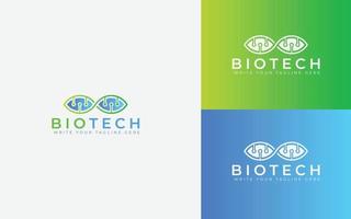 biotechnologie mit dna-konzeptlogo, biologielogo-vektordesign vektor