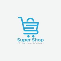 Shopping-Logo-Design-Vorlagenkonzept für digitales Einkaufen, Supermarkt, Online-Shopping-Logo vektor