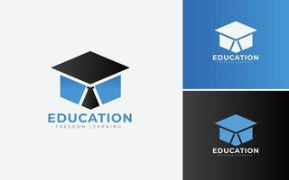 smart utbildning logotyp med slips vektor design. de begrepp för hatt, herre, studerande, inlärning institution.