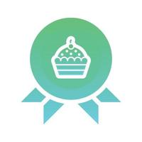 Cupcake-Medaille Logo Farbverlauf Design Vorlage Symbolelement vektor